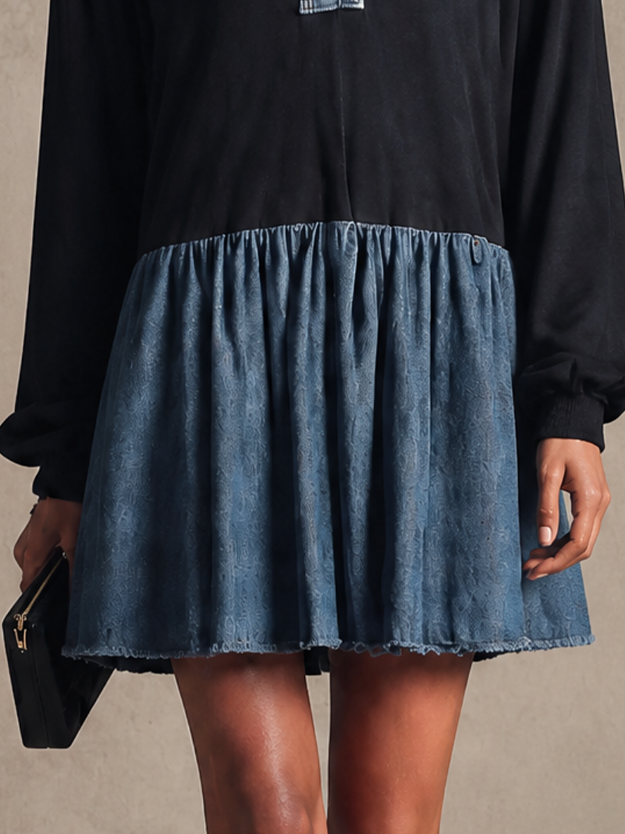 Women's Denim Faux Paneled Mini Dress – ModClo