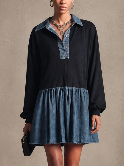 Women's Denim Faux Paneled Mini Dress – ModClo