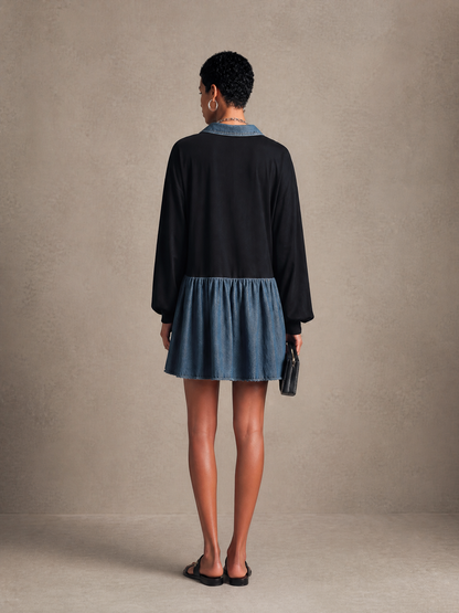 Women's Denim Faux Paneled Mini Dress – ModClo
