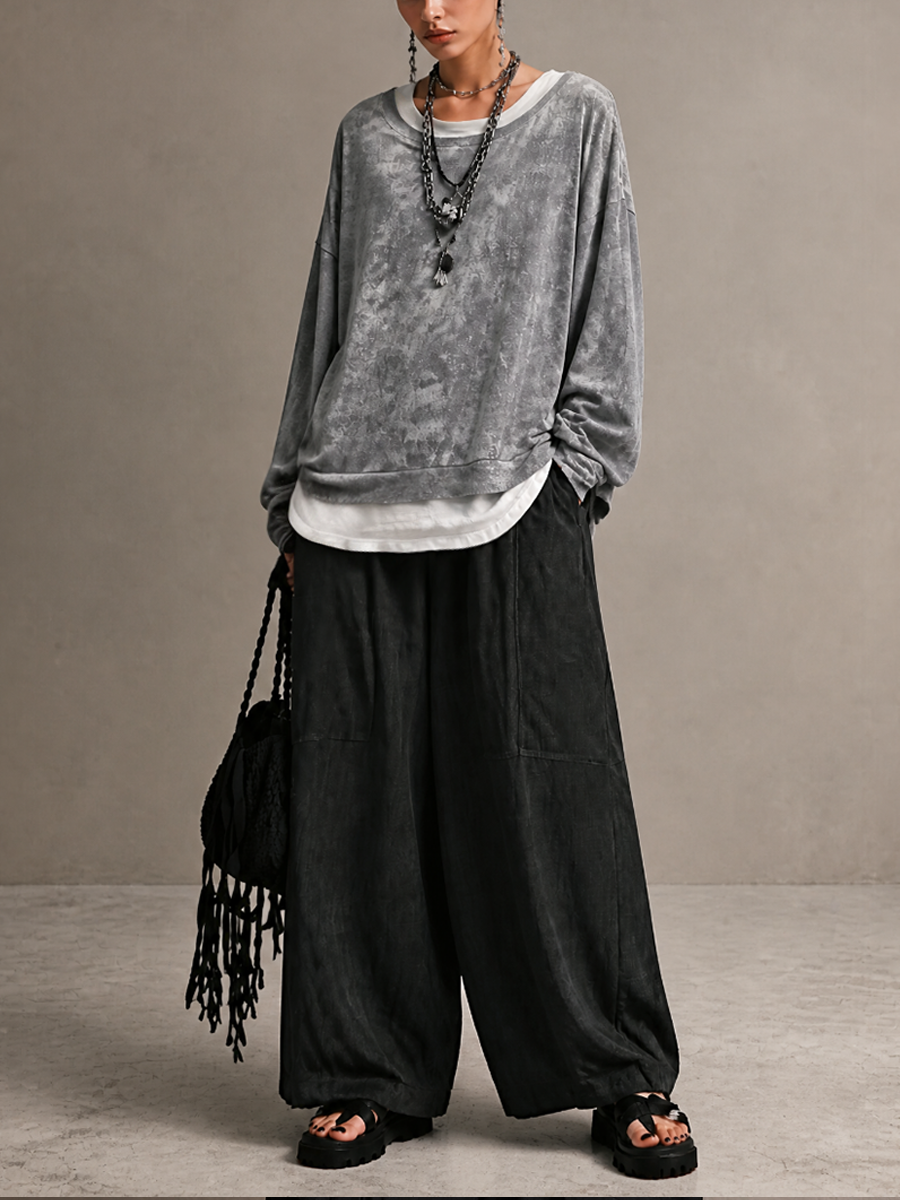 Women's Washed Finish Sweatshirt Trouser Set – ModClo