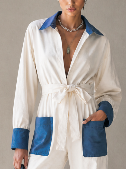 Women's Belted Lapel Jumpsuit – ModClo