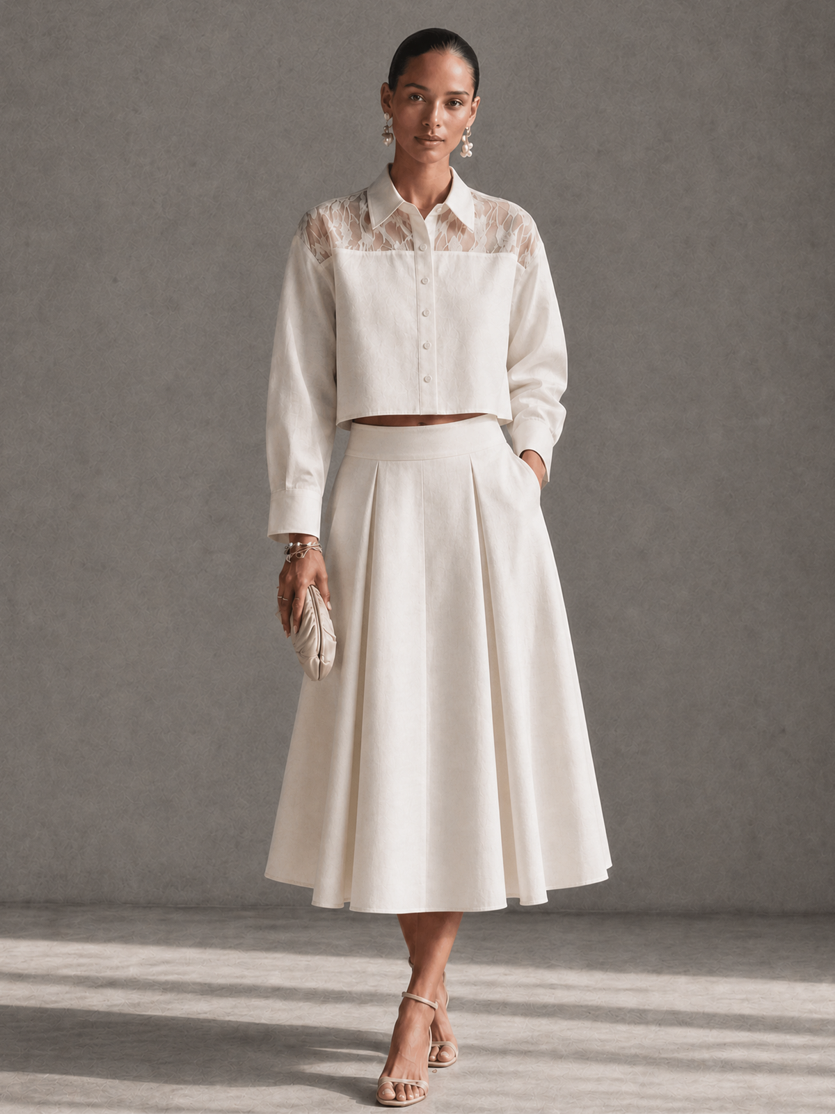 Women's Lace Trimmed Skirt Set – ModClo