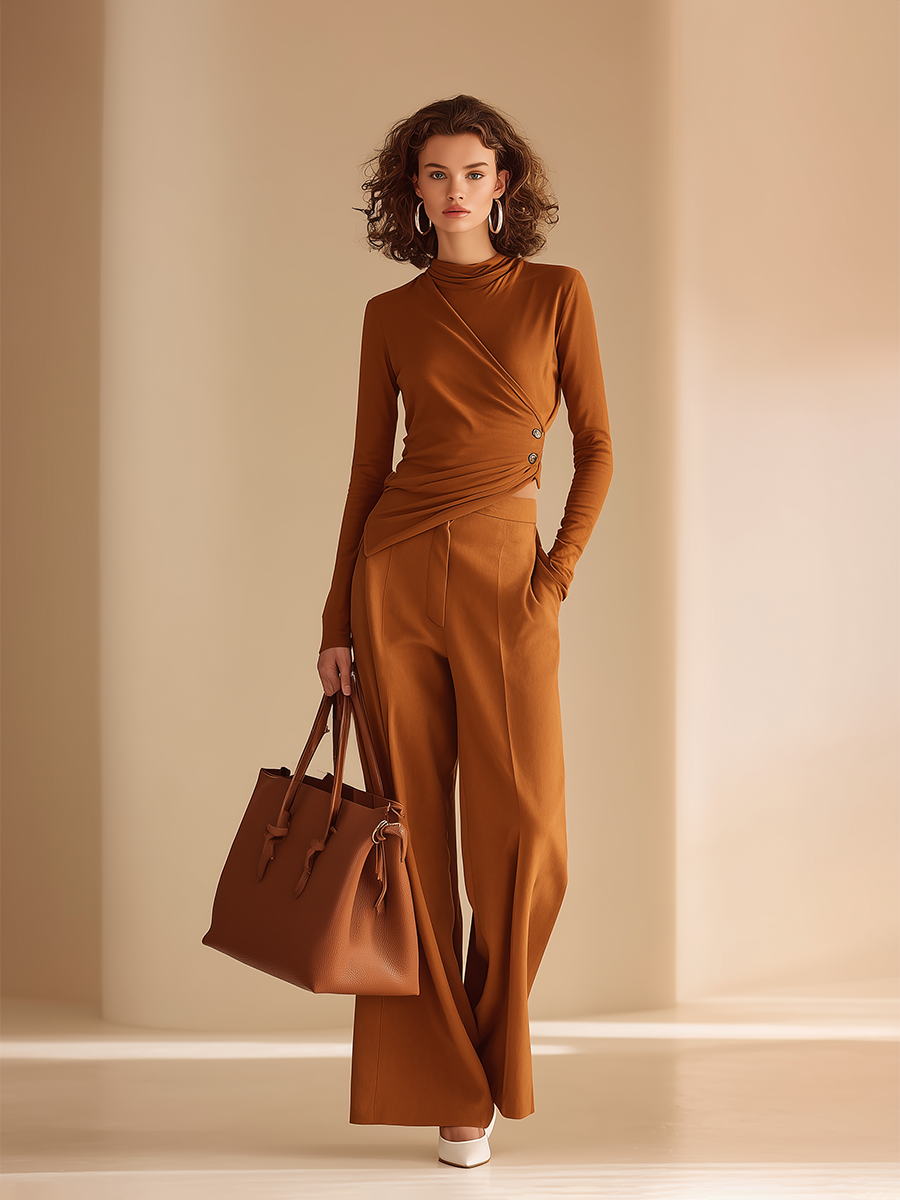 Women's High Neck Long Sleeve Wrap Set – ModClo