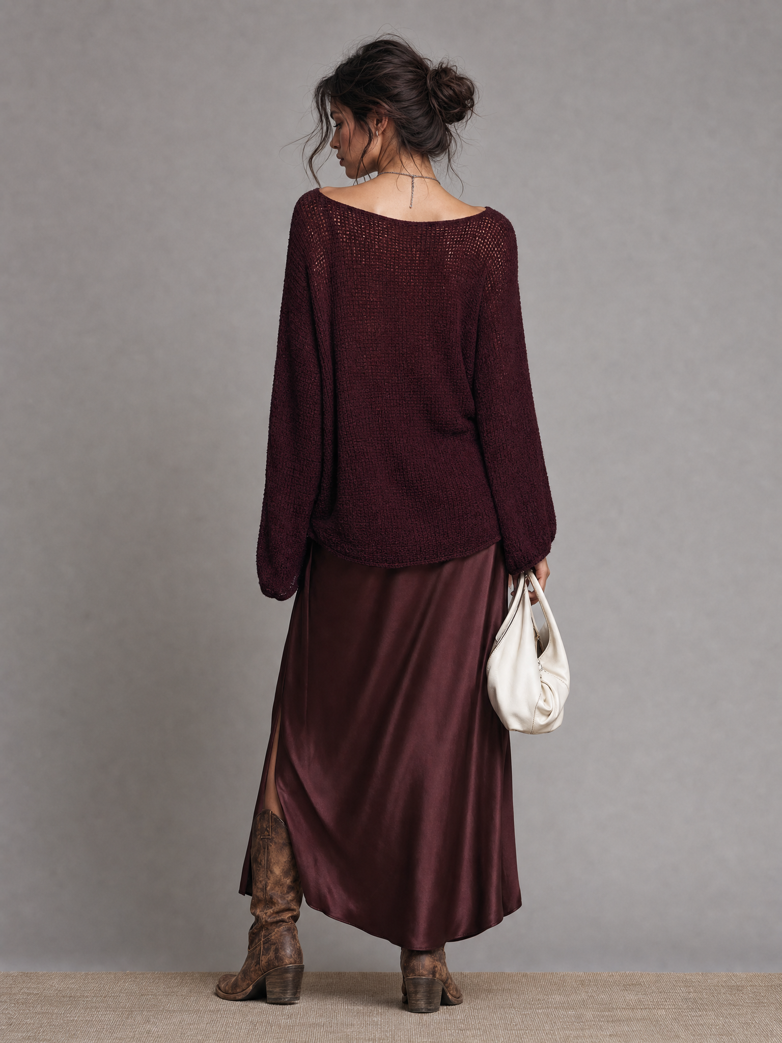 Women's Satin Slit Vintage Skirt Set – ModClo