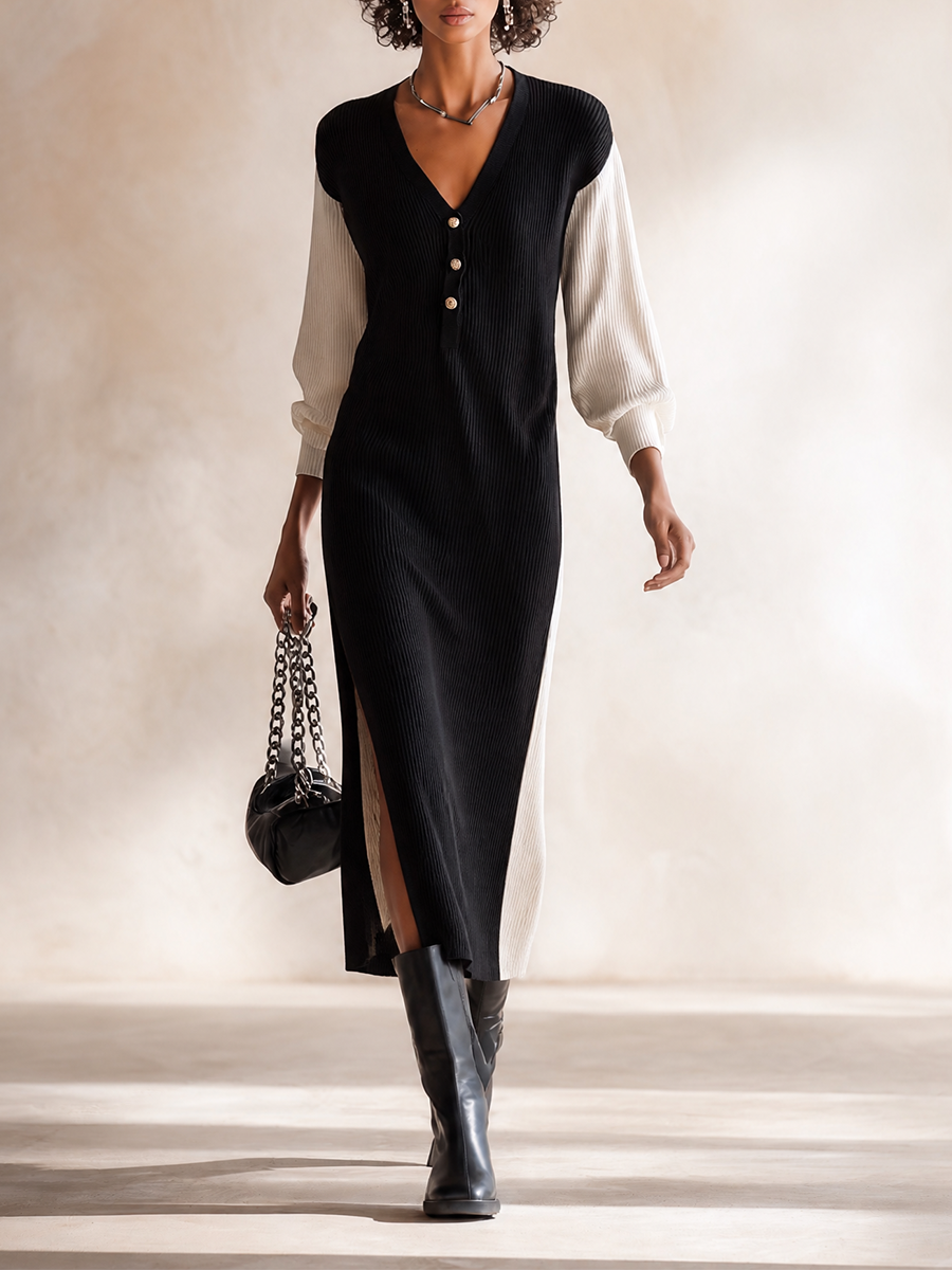 Women's Long Sleeve Slit Bodycon Midi Dress – ModClo