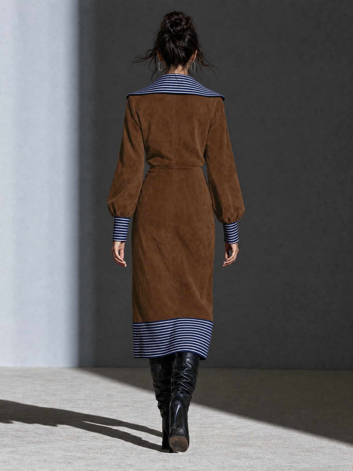 Women's Suede Striped Midi Dress – ModClo