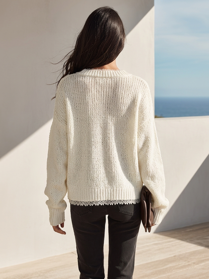 Women's Knit Neck Lace Cardigan – ModClo