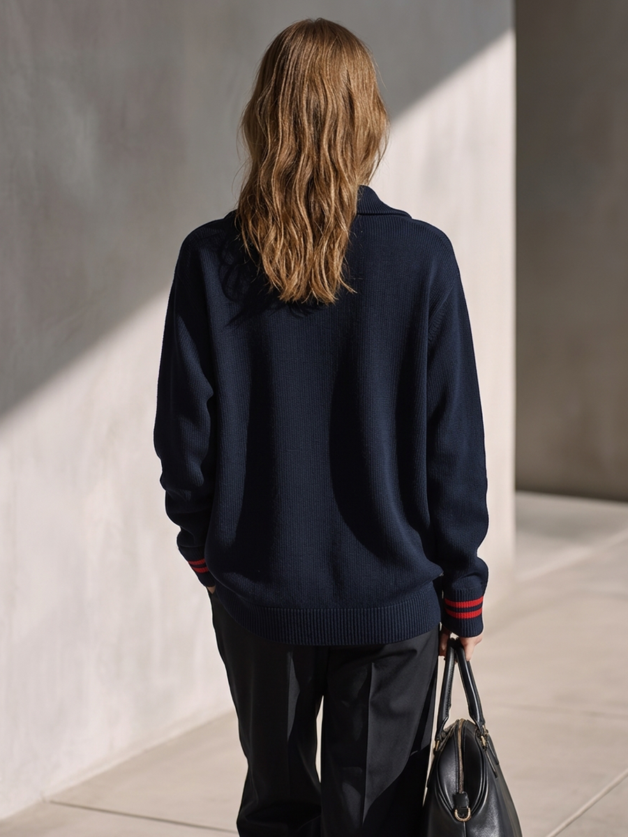 Women's Half Zip Contrast Knit Top – ModClo