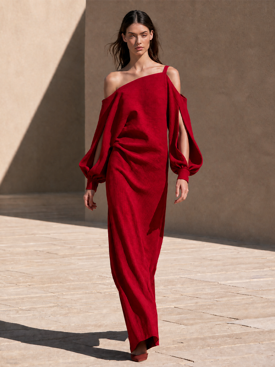 Women's Cotton Cold Shoulder Maxi Dress – ModClo