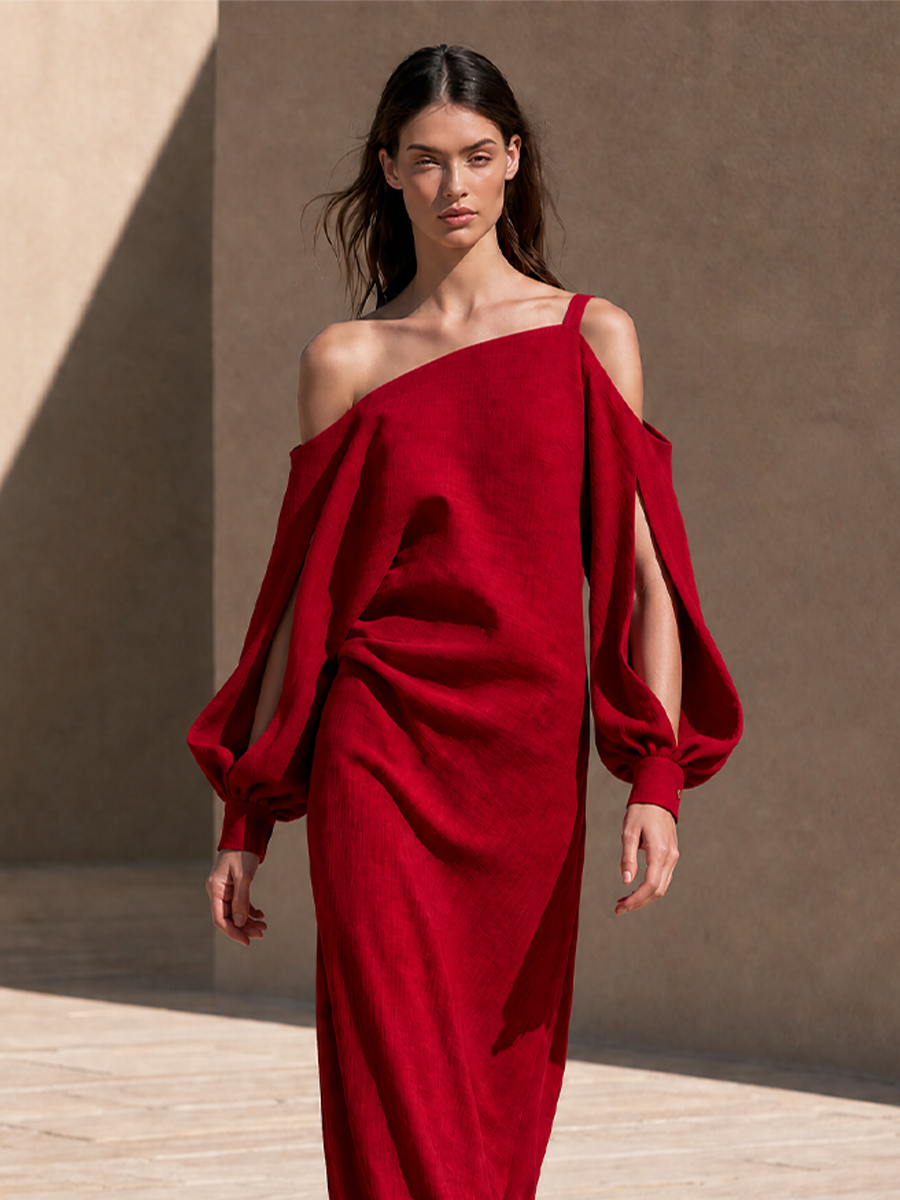 Women's Cotton Cold Shoulder Maxi Dress – ModClo