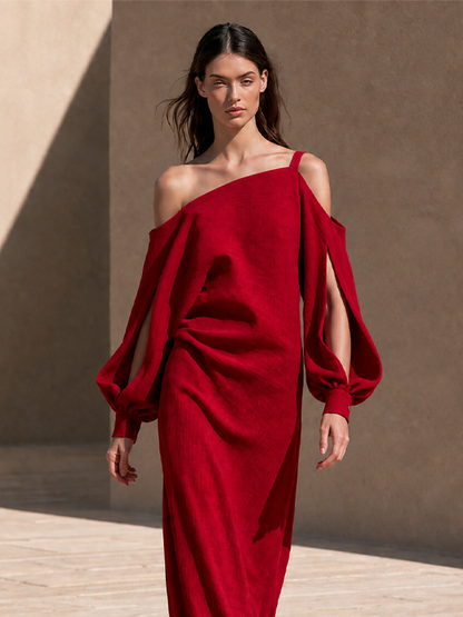 Women's Cotton Cold Shoulder Maxi Dress – ModClo