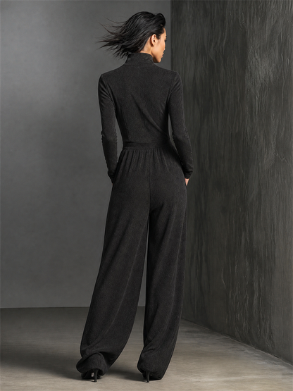 Women's Drawstring Zip Front Jumpsuit – ModClo