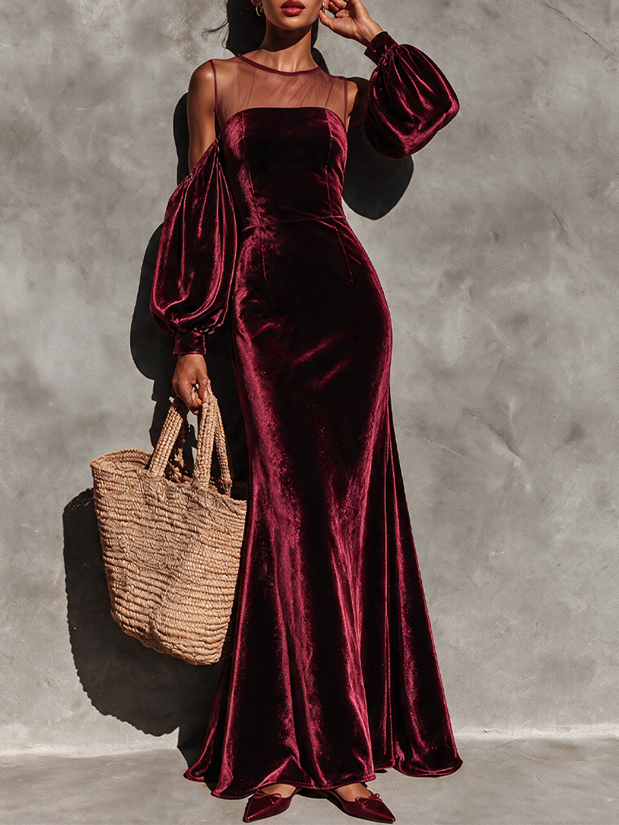 Women's Burgundy Velvet Dress – ModClo