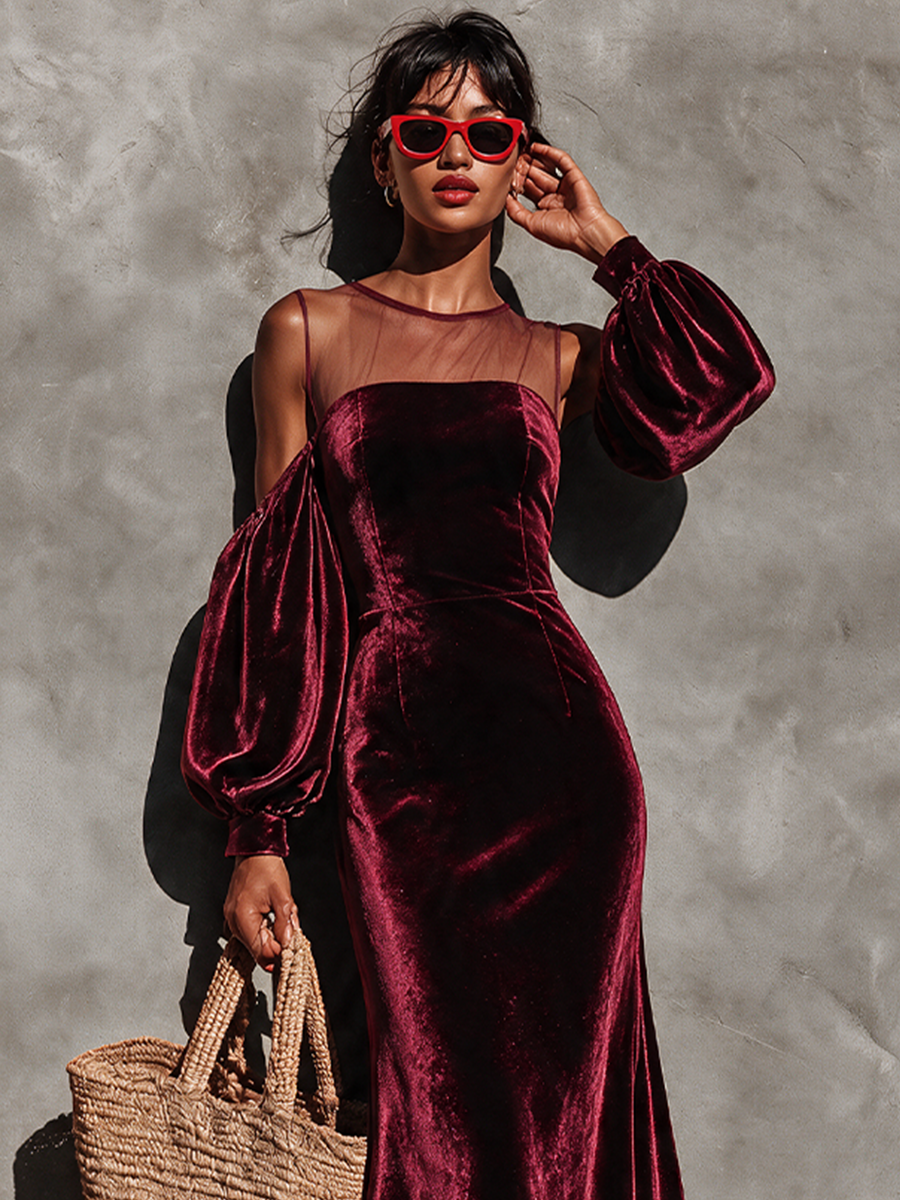 Women's Burgundy Velvet Dress – ModClo