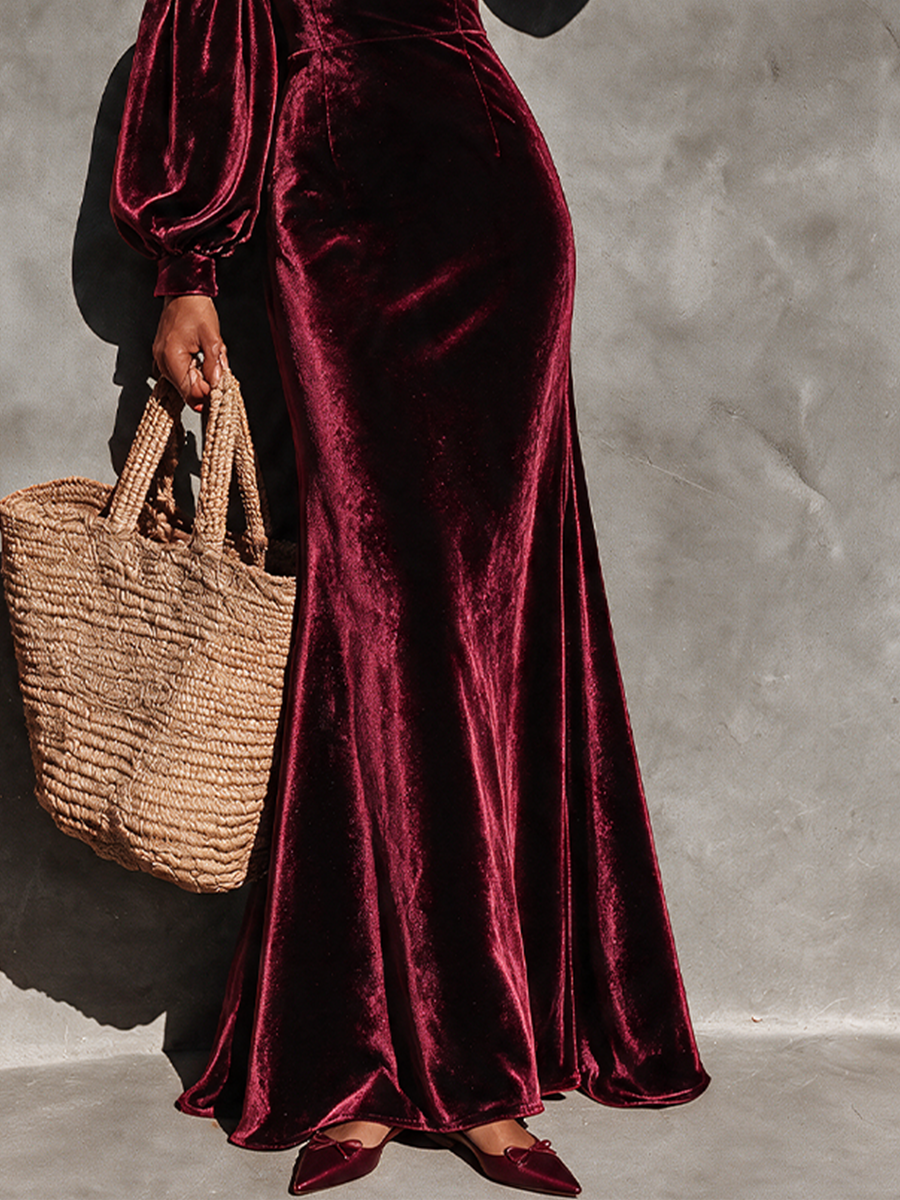 Women's Burgundy Velvet Dress – ModClo