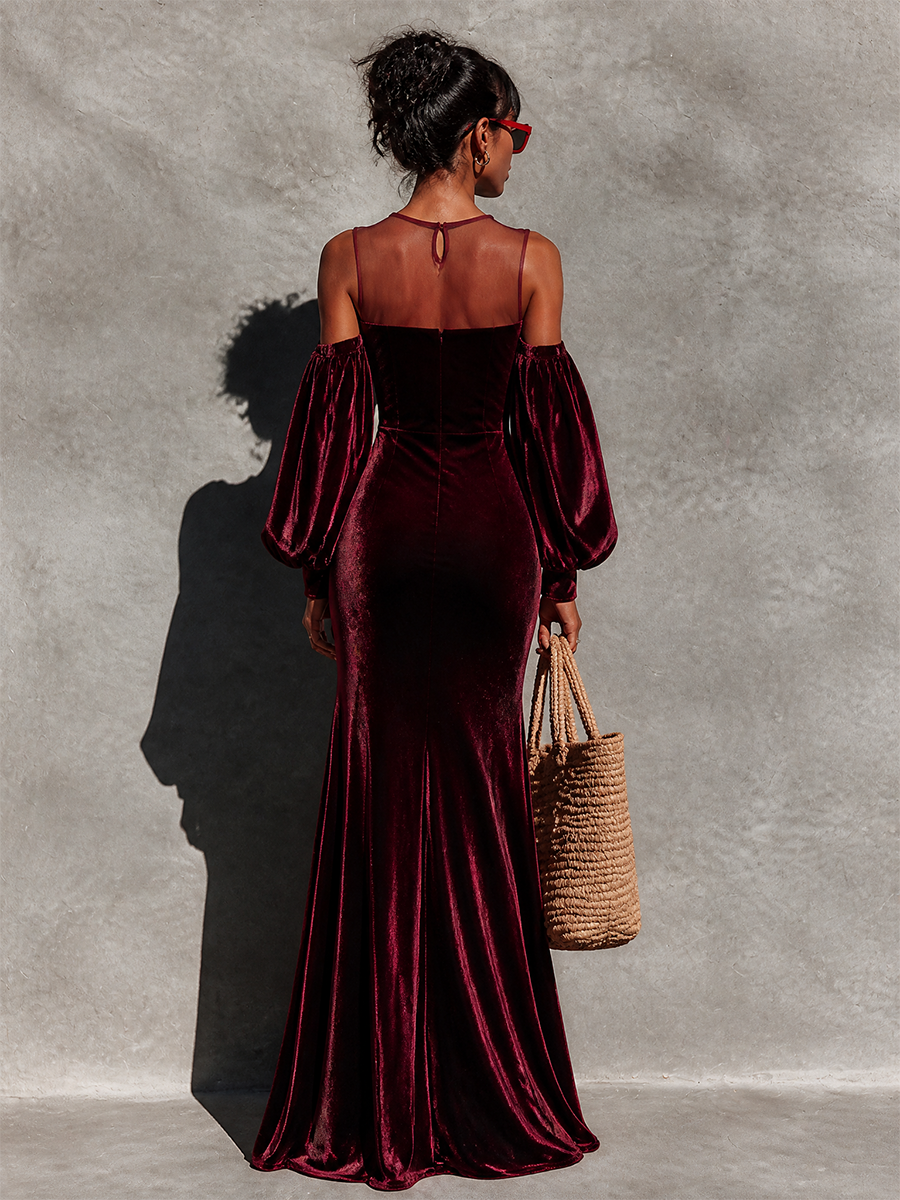 Women's Burgundy Velvet Dress – ModClo