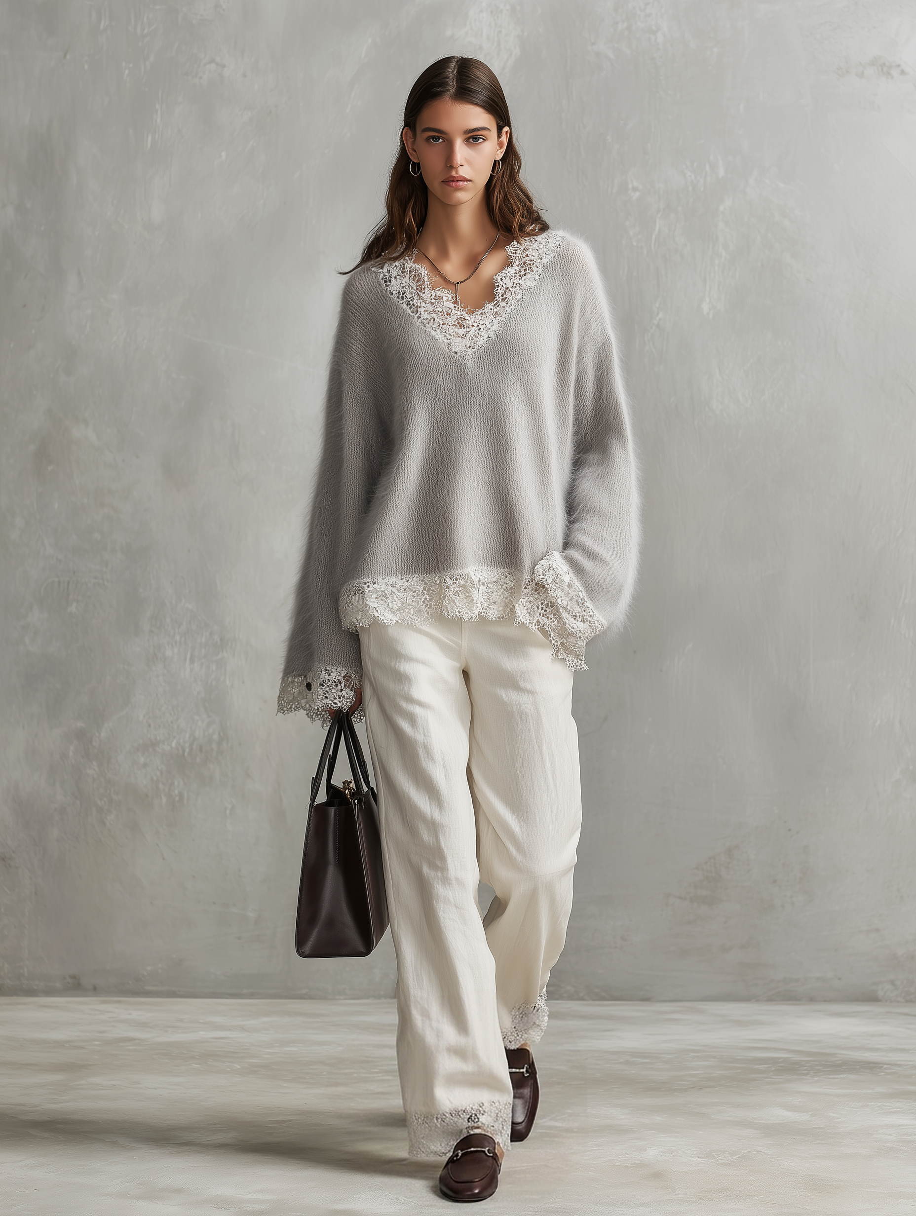 Women's White Woven Long Sleeve Two-Piece Set – ModClo