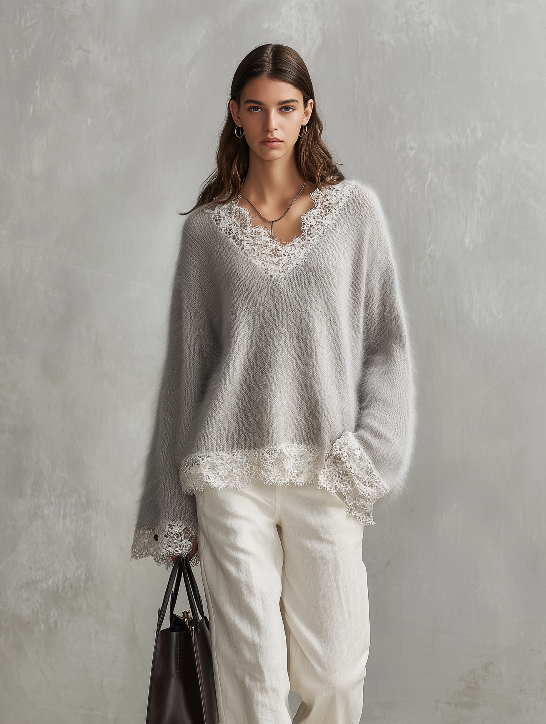 Women's White Woven Long Sleeve Two-Piece Set – ModClo
