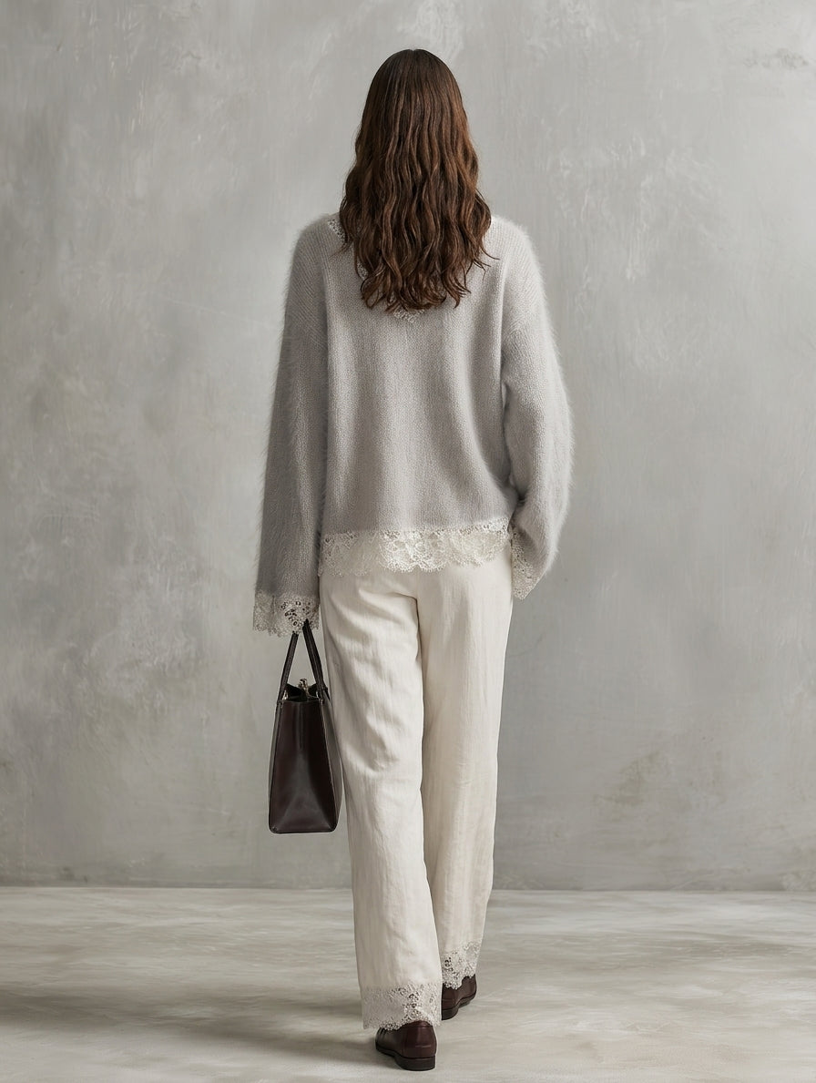 Women's White Woven Long Sleeve Two-Piece Set – ModClo