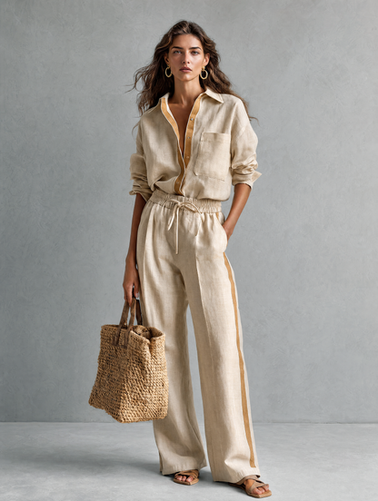 Women's Khaki Linen Two-Piece Set – ModClo