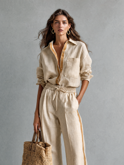 Women's Khaki Linen Two-Piece Set – ModClo