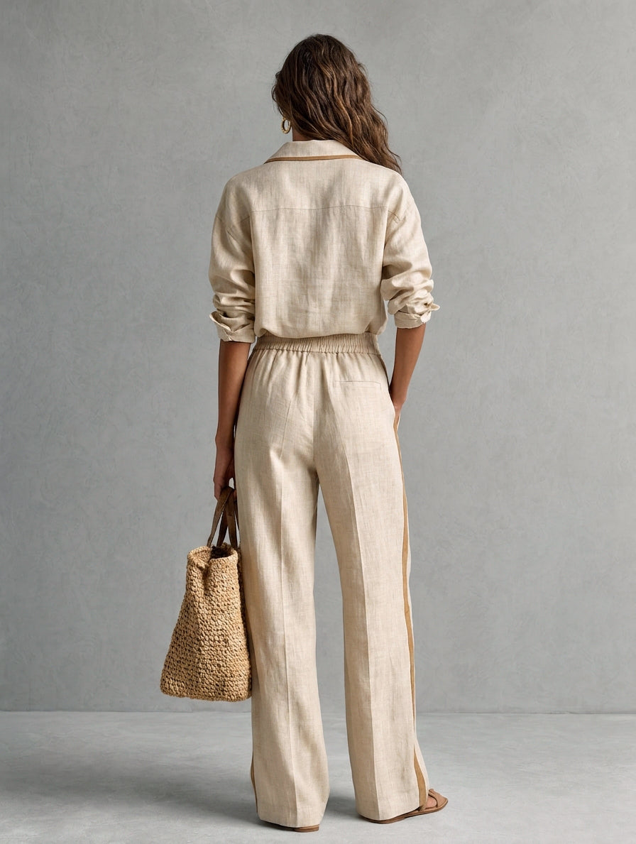 Women's Khaki Linen Two-Piece Set – ModClo