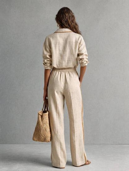 Women's Khaki Linen Two-Piece Set – ModClo