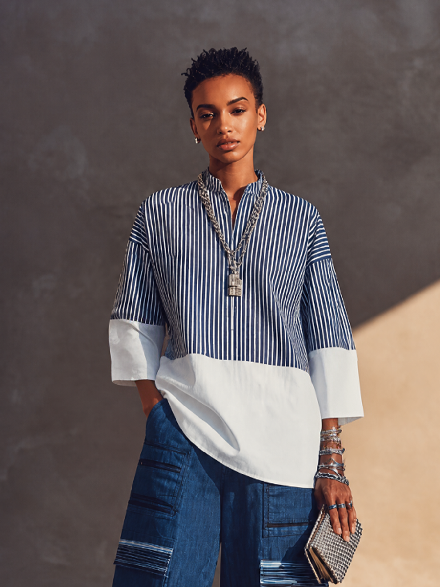 Women's Striped Colorblock Three Top – ModClo