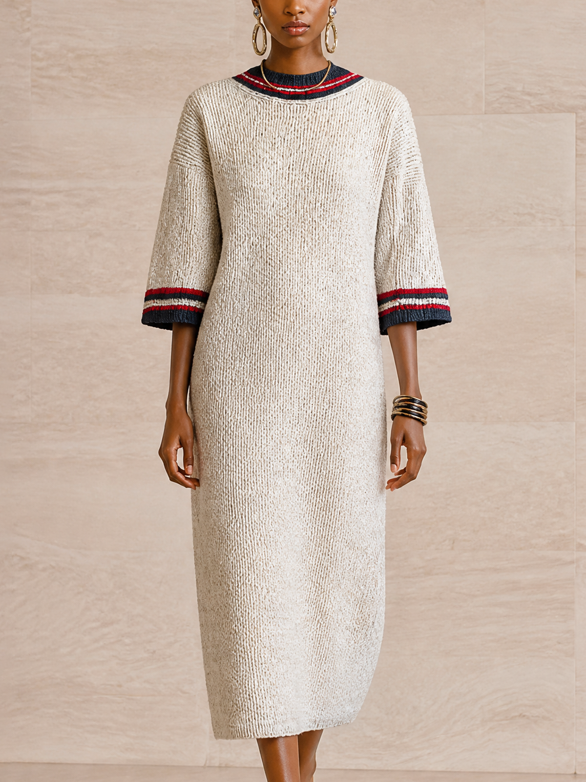 Women's Knit Striped Midi Dress – ModClo