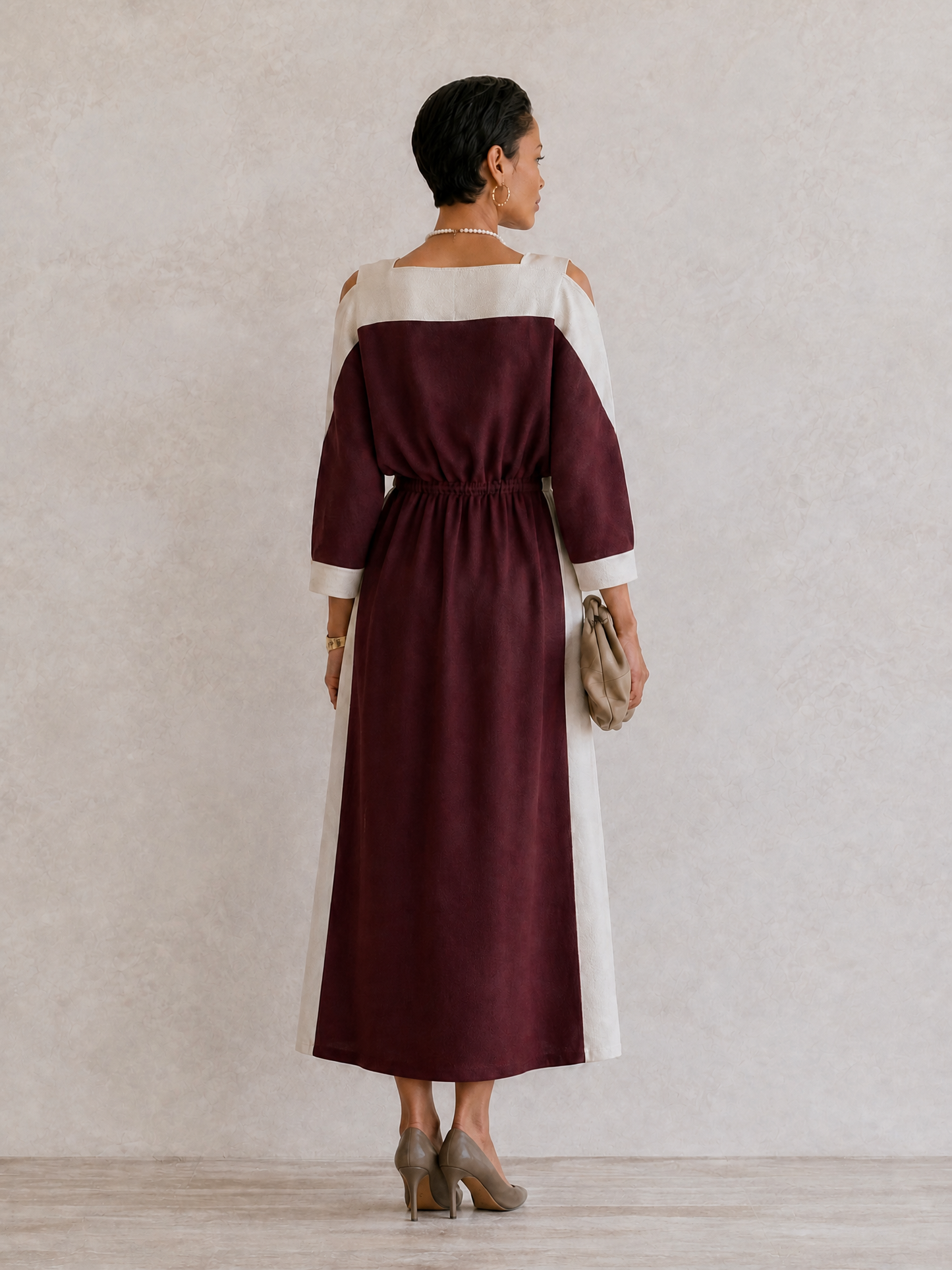 Women's Drawstring Colorblock Waisted Maxi Dress – ModClo