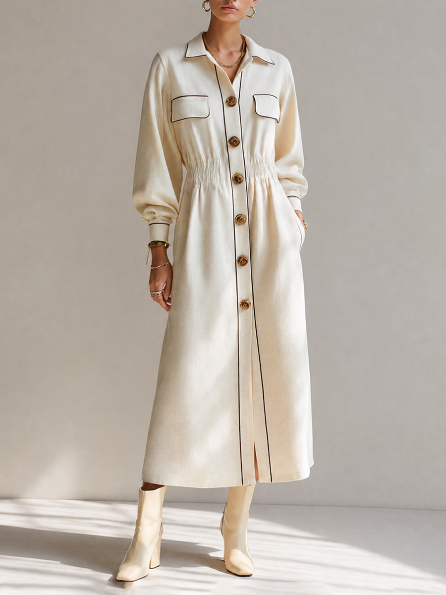 Women's Black Long Sleeve Belted Midi Dress – ModClo