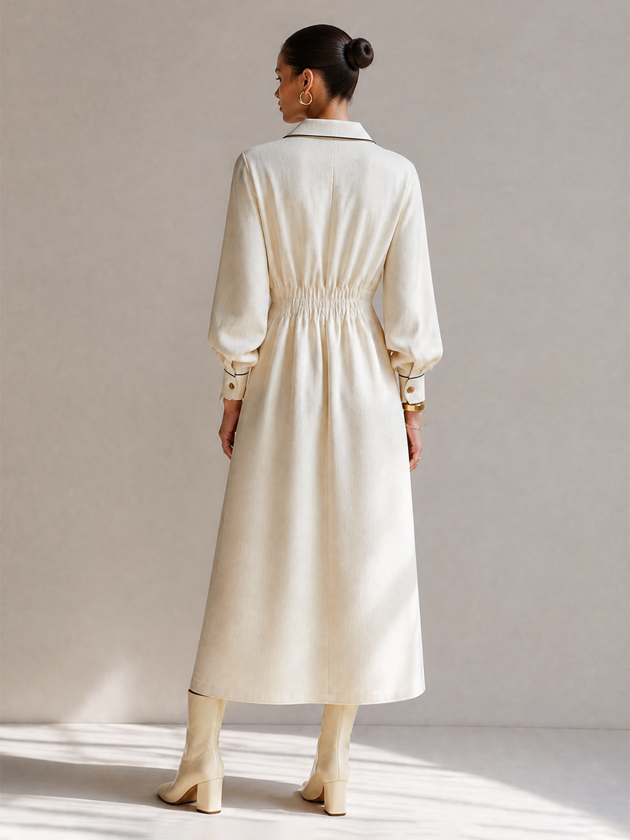 Women's Black Long Sleeve Belted Midi Dress – ModClo