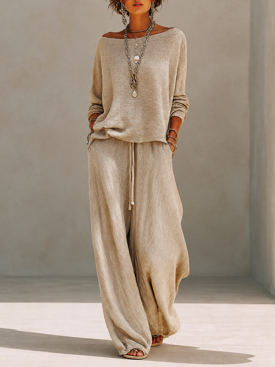 Women's Knit Long Sleeve Drawstring Set – ModClo