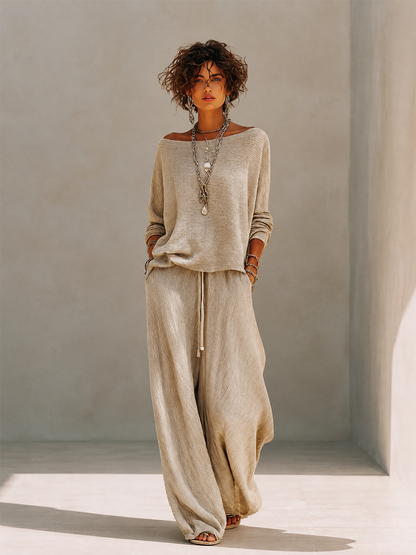 Women's Knit Long Sleeve Drawstring Set – ModClo