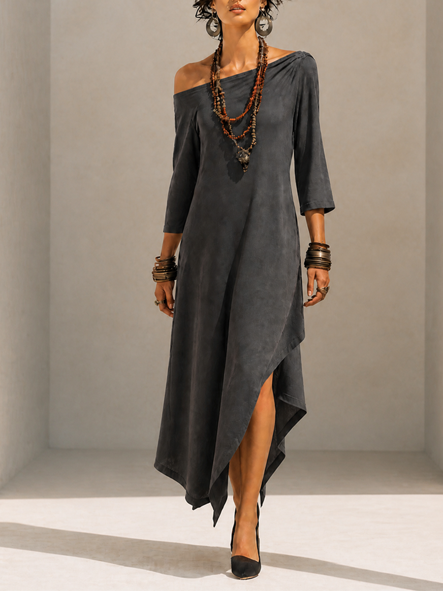 Women's Asymmetric One Shoulder Midi Dress – ModClo