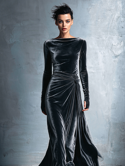 Women's Velvet Twist Knot Maxi Dress – ModClo