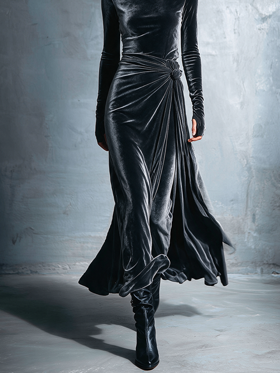 Women's Velvet Twist Knot Maxi Dress – ModClo