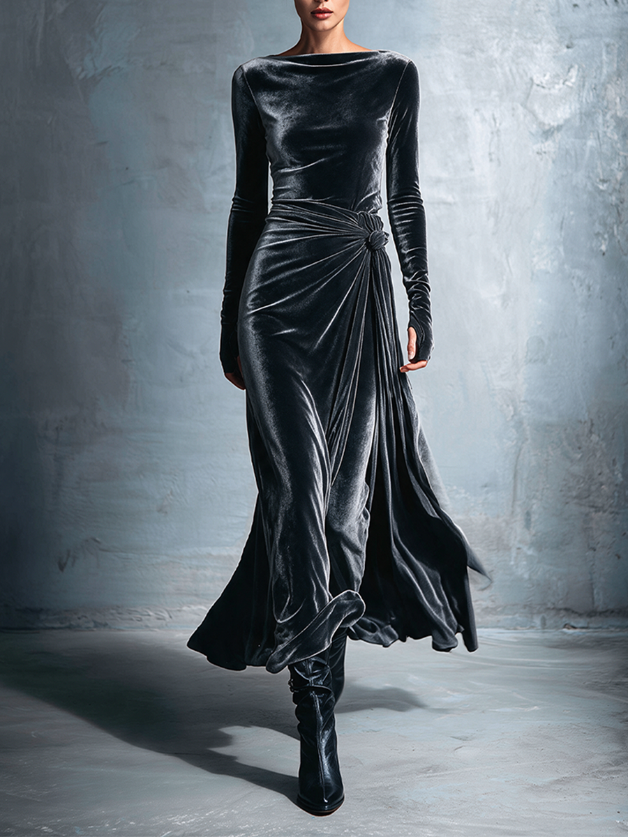 Women's Velvet Twist Knot Maxi Dress – ModClo
