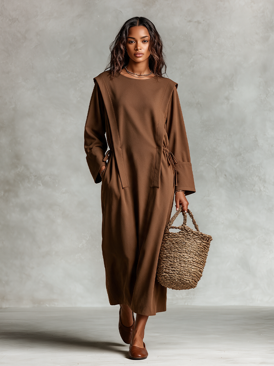 Women's Brown Cotton Maxi Dress – ModClo