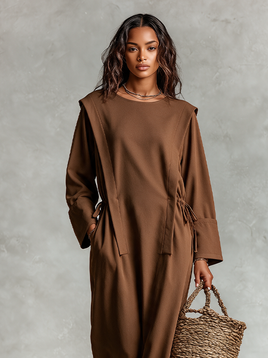 Women's Brown Cotton Maxi Dress – ModClo