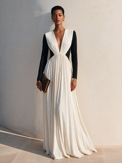 Women's Cotton Color Block Maxi Dress – ModClo