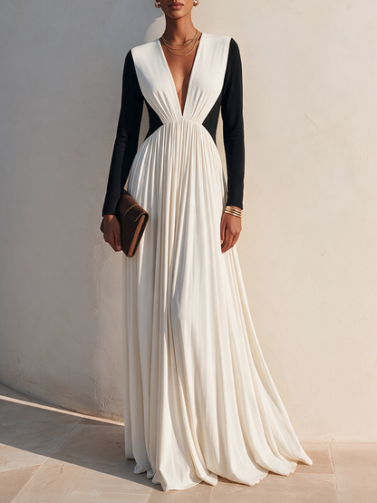 Women's Cotton Color Block Maxi Dress – ModClo