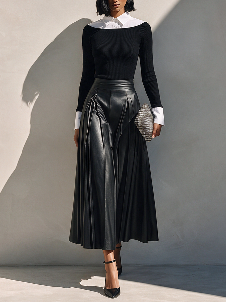 Women's Knit Faux Layer Skirt Set – ModClo