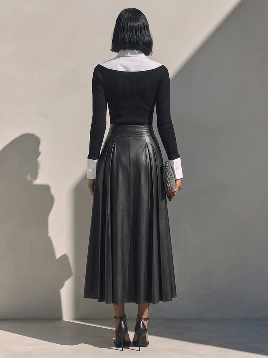 Women's Leather Pleated Skirt – ModClo
