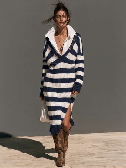 Women's Striped Vintage Sweater Dress – ModClo