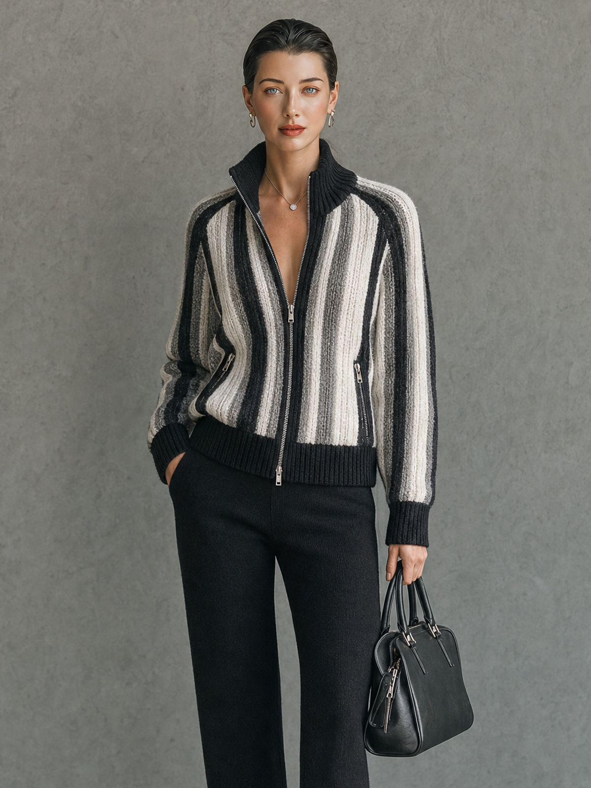 Women's Vintage Stand Collar Cardigan – ModClo