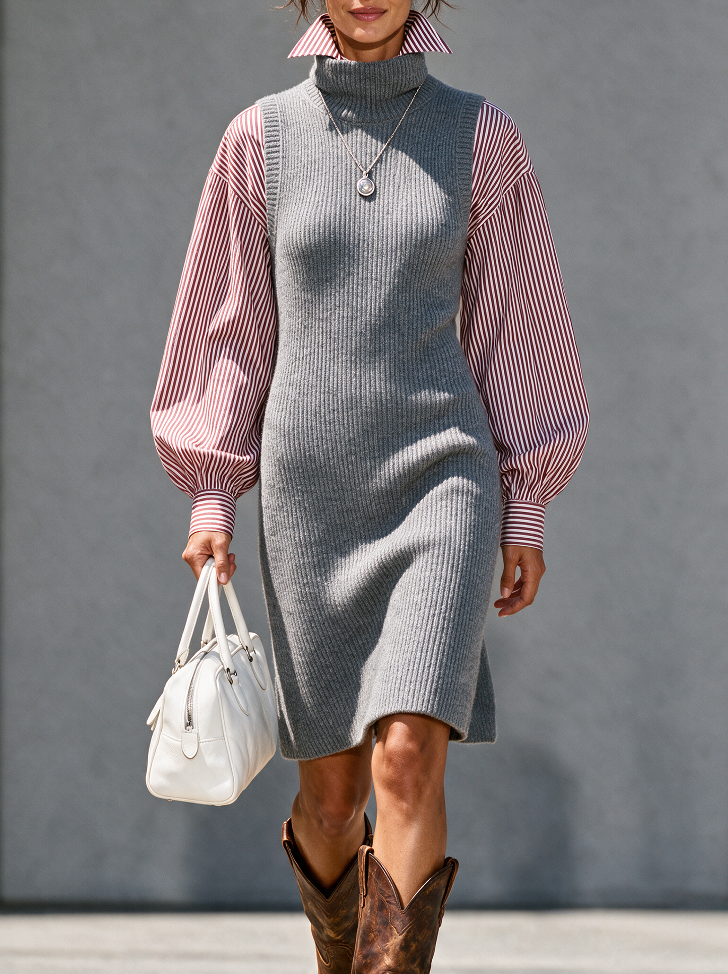 Women's Long Sleeve Striped Sweater Dress – ModClo