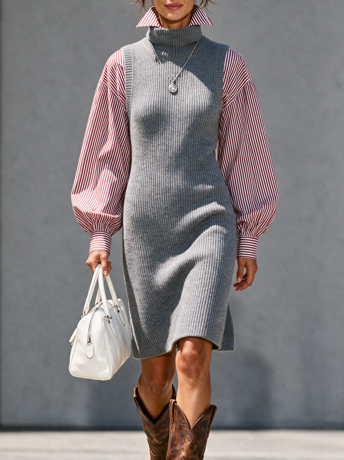 Women's Long Sleeve Striped Sweater Dress – ModClo