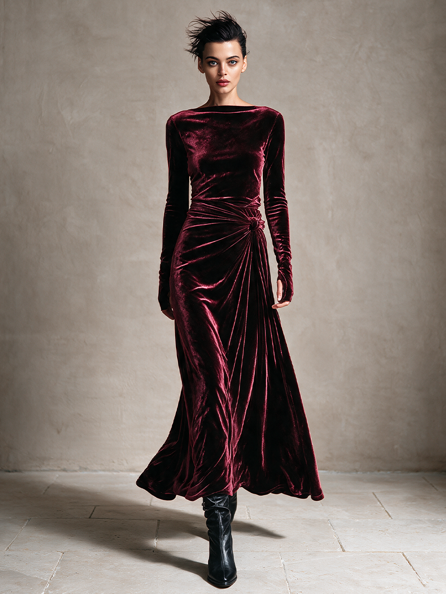 Women's Velvet Twist Knot Maxi Dress – ModClo