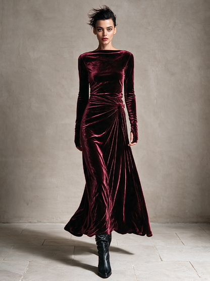 Women's Velvet Twist Knot Maxi Dress – ModClo